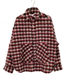 DANKE SCHON（ダンケ シェーン）の古着「BLIND HOOK SHAGY SHIRT」｜レッド×ホワイト