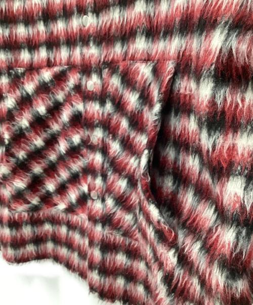 DANKE SCHON（ダンケ シェーン）DANKE SCHON (ダンケ シェーン) BLIND HOOK SHAGY SHIRT レッド×ホワイト サイズ:FREEの古着・服飾アイテム