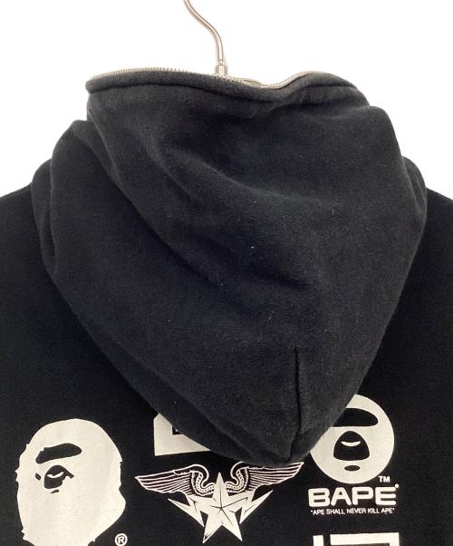 BAPE BY A BATHING APE（ベイプバイアベイシングエイプ）BAPE BY A BATHING APE (ベイプバイアベイシングエイプ) ジップパーカー ブラック サイズ:Mの古着・服飾アイテム
