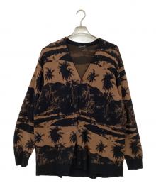 LAD MUSICIAN（ラッドミュージシャン）の古着「COTTON W JACQUARD PALMTREE CARDIGAN」｜ブラック×ブラウン