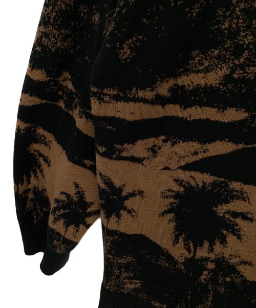 LAD MUSICIAN（ラッドミュージシャン）LAD MUSICIAN (ラッドミュージシャン) COTTON W JACQUARD PALMTREE CARDIGAN ブラック×ブラウン サイズ:44の古着・服飾アイテム