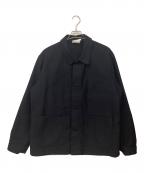 confiance textileコンフィアントテキスタイル）の古着「ブラックモールスキンワークジャケット」｜ブラック
