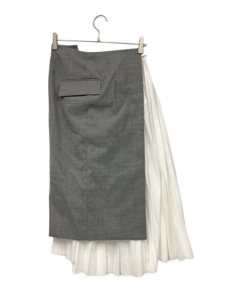 sacai（サカイ）sacai (サカイ) ドッキングスカート グレー×ホワイト サイズ:2の古着・服飾アイテム