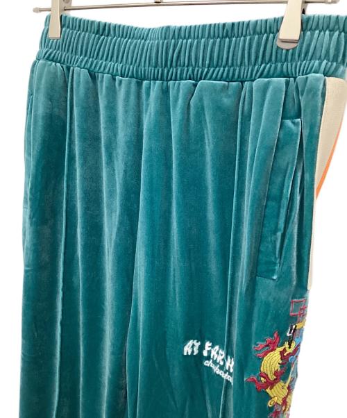 チュウカタベタイ（チュウカタベタイ）チュウカタベタイ (チュウカタベタイ) ベロアトラックパンツ グリーン サイズ:Mの古着・服飾アイテム