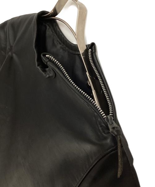 Schott（ショット）Schott (ショット) レザー半袖シャツ ブラック サイズ:Mの古着・服飾アイテム