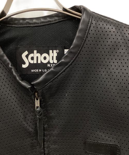 Schott（ショット）Schott (ショット) パンチングレザージャケット ブラック サイズ:Sの古着・服飾アイテム