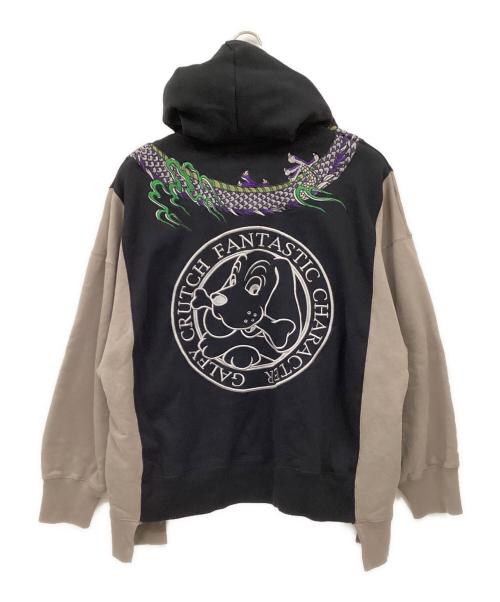 GALFY（ガルフィー）GALFY (ガルフィー) プルオーバーパーカー ブラック×グレー サイズ:Lの古着・服飾アイテム