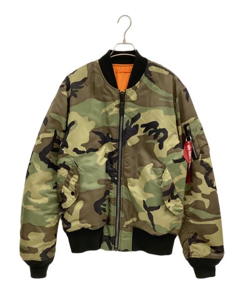 ALPHA（アルファ）ALPHA (アルファ) MA-1ジャケット カーキ×ベージュ サイズ:XLARGEの古着・服飾アイテム