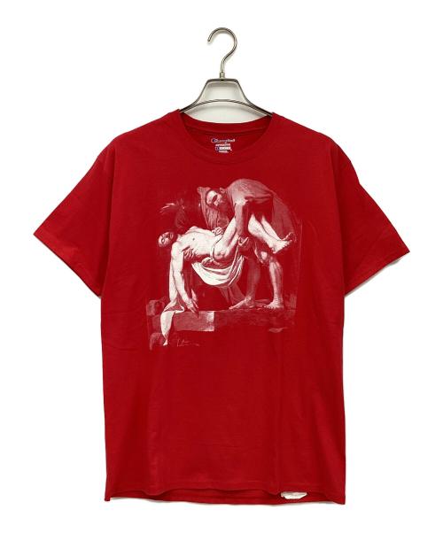 Champion（チャンピオン）Champion (チャンピオン) PYREX VISION (パイレックス ヴィジョン) プリントTシャツ レッド サイズ:Lの古着・服飾アイテム