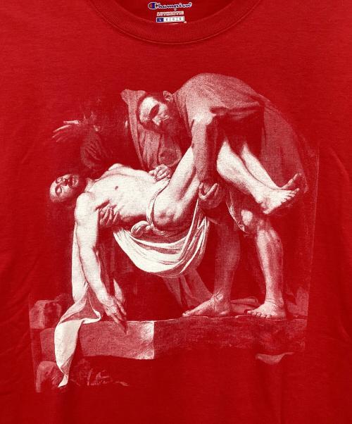 Champion（チャンピオン）Champion (チャンピオン) PYREX VISION (パイレックス ヴィジョン) プリントTシャツ レッド サイズ:Lの古着・服飾アイテム