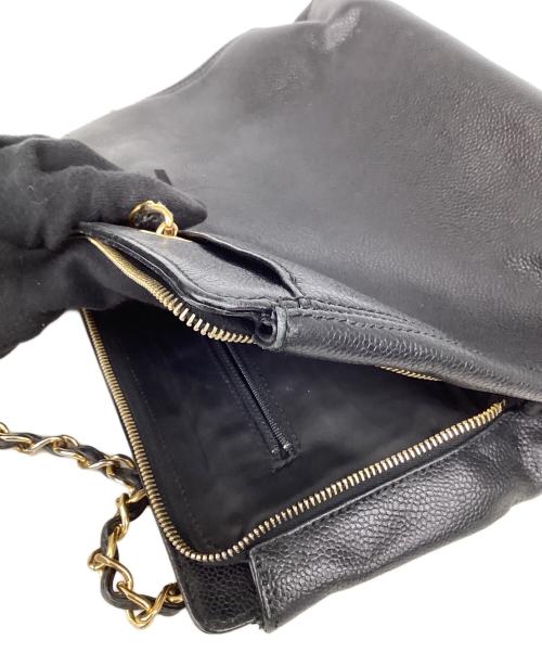 CHANEL（シャネル）CHANEL (シャネル) シャネル/ロゴ刺繍チェーントートバッグ ブラック×ゴールドの古着・服飾アイテム