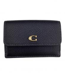 COACH（コーチ）の古着「コーチ/CM437/3つ折り財布」｜ブラック×ゴールド