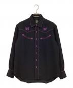 Needlesニードルズ）の古着「Papillon Emb Cowboy Shirt」｜ブラック×パープル