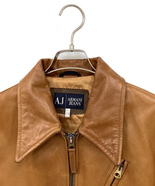 ARMANI JEANS（アルマーニジーンズ）ARMANI JEANS (アルマーニジーンズ) レザージャケット ブラウン サイズ:34の古着・服飾アイテム