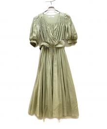 HER LIP TO（ハーリップトゥ）の古着「Airy Volume Sleeve Dress」｜黄緑