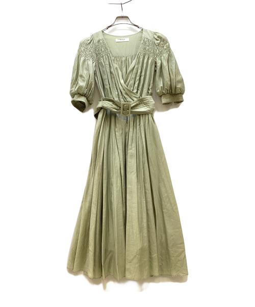 HER LIP TO（ハーリップトゥ）HER LIP TO (ハーリップトゥ) Airy Volume Sleeve Dress 黄緑 サイズ:Sの古着・服飾アイテム