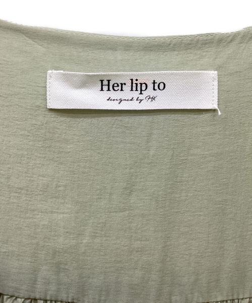 HER LIP TO（ハーリップトゥ）HER LIP TO (ハーリップトゥ) Airy Volume Sleeve Dress 黄緑 サイズ:Sの古着・服飾アイテム