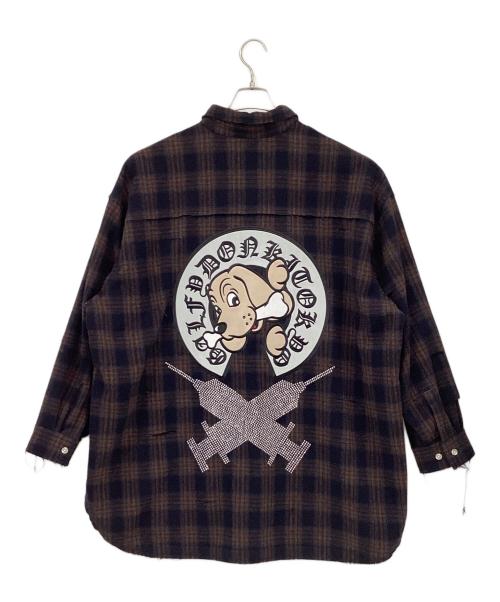 GALFY（ガルフィー）GALFY (ガルフィー) 長袖シャツ ブラウン×ブラック サイズ:Lの古着・服飾アイテム