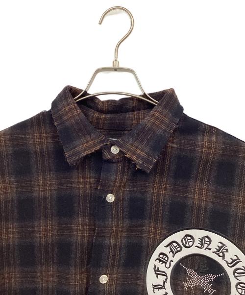 GALFY（ガルフィー）GALFY (ガルフィー) 長袖シャツ ブラウン×ブラック サイズ:Lの古着・服飾アイテム