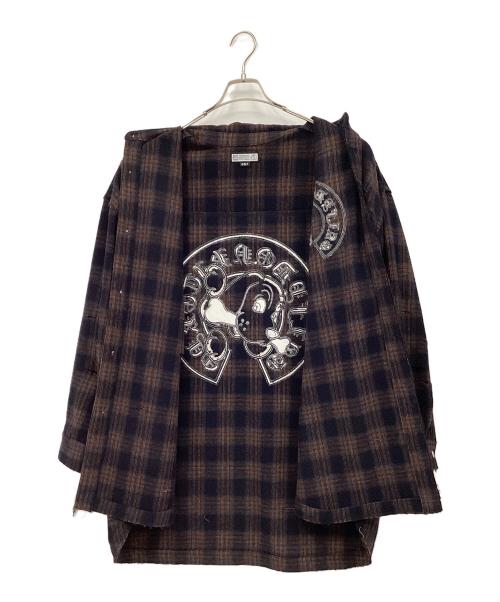 GALFY（ガルフィー）GALFY (ガルフィー) 長袖シャツ ブラウン×ブラック サイズ:Lの古着・服飾アイテム