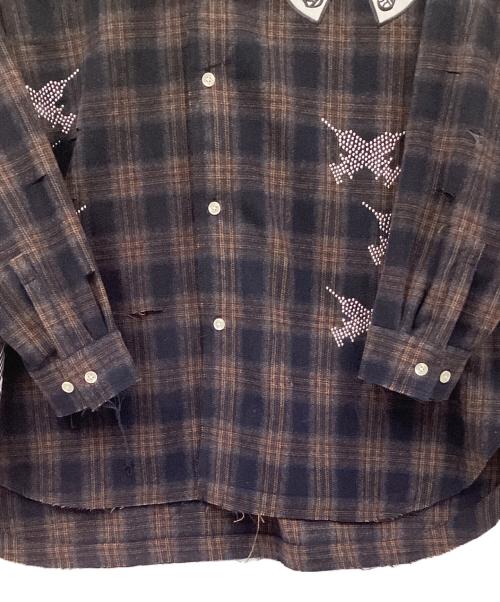 GALFY（ガルフィー）GALFY (ガルフィー) 長袖シャツ ブラウン×ブラック サイズ:Lの古着・服飾アイテム