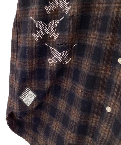 GALFY（ガルフィー）GALFY (ガルフィー) 長袖シャツ ブラウン×ブラック サイズ:Lの古着・服飾アイテム