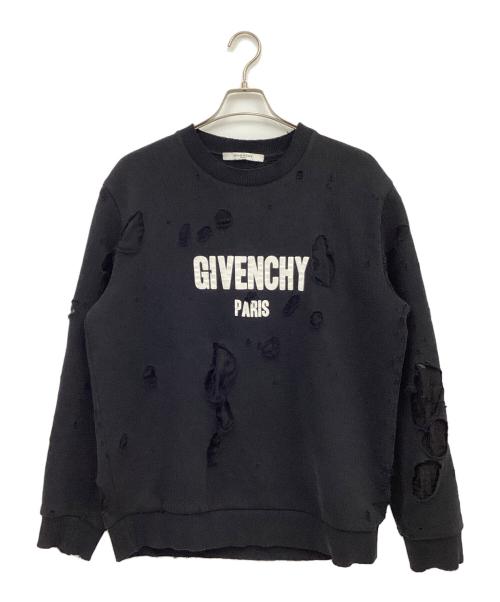 GIVENCHY（ジバンシィ）GIVENCHY (ジバンシィ) デストロイ加工スウェット ブラック サイズ:Lの古着・服飾アイテム