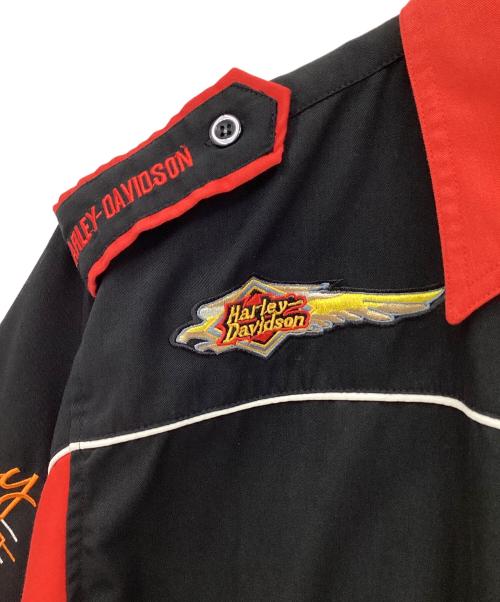 HARLEY-DAVIDSON（ハーレーダビッドソン）HARLEY-DAVIDSON (ハーレーダビッドソン) 半袖シャツ ブラック×レッド サイズ:XLの古着・服飾アイテム