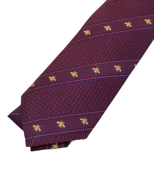 GUCCI（グッチ）GUCCI (グッチ) グッチ/ネクタイ パープル×ベージュ サイズ:148cm 未使用品の古着・服飾アイテム