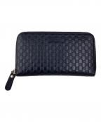 GUCCIグッチ）の古着「グッチ/449391/ラウンドファスナー長財布」｜ブラック×ゴールド