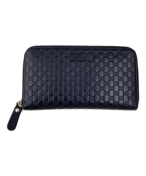 GUCCI（グッチ）GUCCI (グッチ) グッチ/449391/ラウンドファスナー長財布 ブラック×ゴールドの古着・服飾アイテム