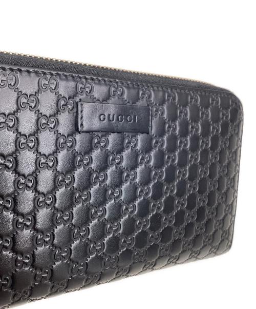 GUCCI（グッチ）GUCCI (グッチ) グッチ/449391/ラウンドファスナー長財布 ブラック×ゴールドの古着・服飾アイテム