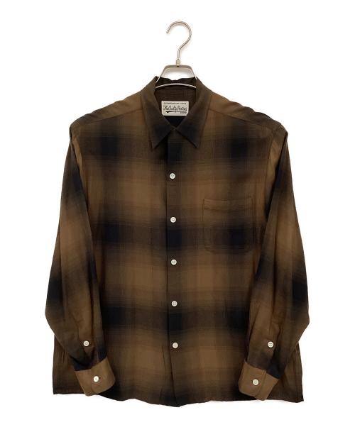 WACKO MARIA（ワコマリア）WACKO MARIA (ワコマリア) レーヨンオープンカラーシャツ ブラウン×ブラック サイズ:Lの古着・服飾アイテム