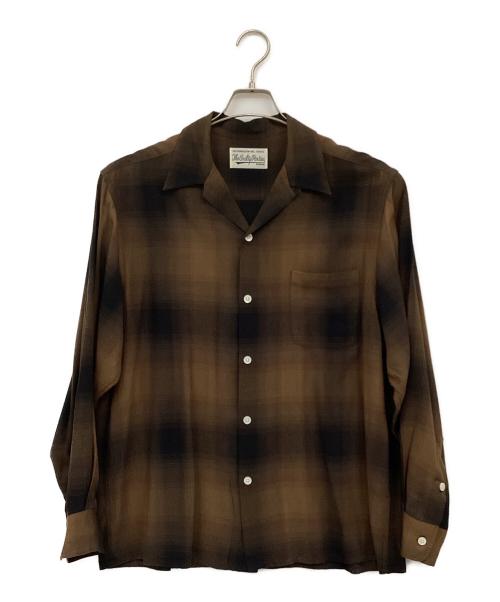 WACKO MARIA（ワコマリア）WACKO MARIA (ワコマリア) レーヨンオープンカラーシャツ ブラウン×ブラック サイズ:Lの古着・服飾アイテム