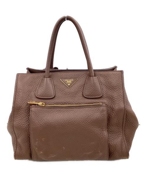 PRADA（プラダ）PRADA (プラダ) プラダ/BN2626/ヴィッテロダイノ/トートバッグ ブラウン×ゴールドの古着・服飾アイテム