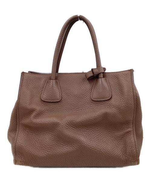 PRADA（プラダ）PRADA (プラダ) プラダ/BN2626/ヴィッテロダイノ/トートバッグ ブラウン×ゴールドの古着・服飾アイテム