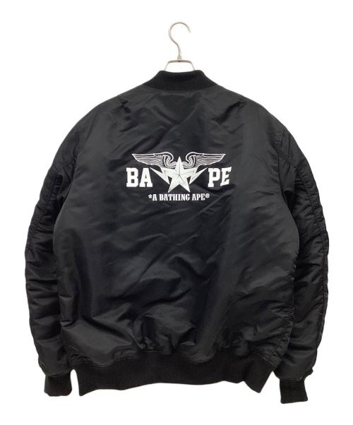 A BATHING APE（アベイシングエイプ）A BATHING APE (アベイシングエイプ) MA-1ジャケット ブラック×オレンジ サイズ:2XLの古着・服飾アイテム