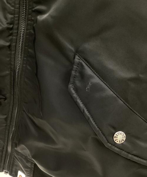 A BATHING APE（アベイシングエイプ）A BATHING APE (アベイシングエイプ) MA-1ジャケット ブラック×オレンジ サイズ:2XLの古着・服飾アイテム