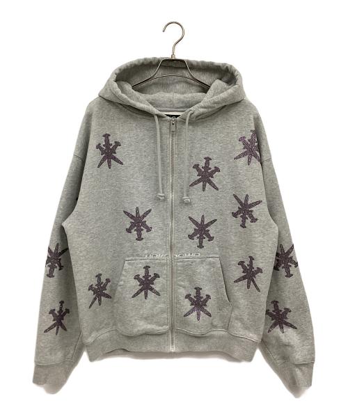 unknown（アンノウン）unknown (アンノウン) ジップアップパーカー グレー×パープル サイズ:Lの古着・服飾アイテム
