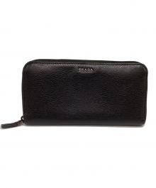 PRADA（プラダ）の古着「プラダ/ラウンドファスナー長財布」｜ブラック