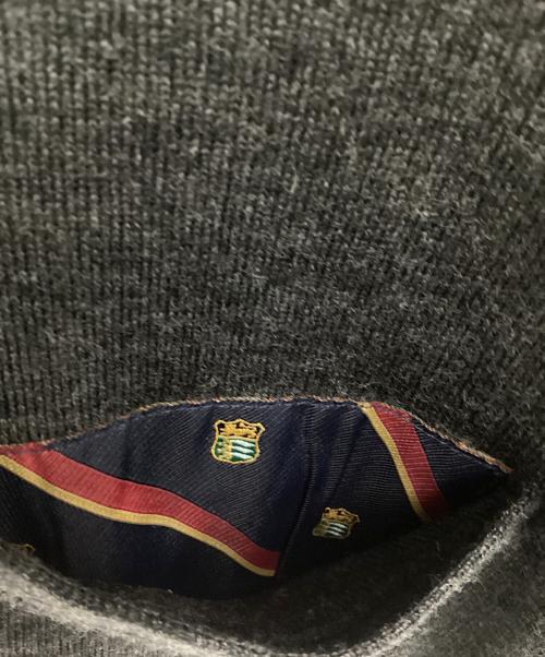 POLO RALPH LAUREN（ポロ・ラルフローレン）POLO RALPH LAUREN (ポロ・ラルフローレン) ニットカーディガン グレー×ネイビー サイズ:XSの古着・服飾アイテム