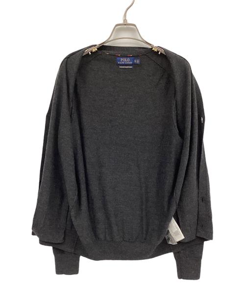 POLO RALPH LAUREN（ポロ・ラルフローレン）POLO RALPH LAUREN (ポロ・ラルフローレン) ニットカーディガン グレー×ネイビー サイズ:XSの古着・服飾アイテム