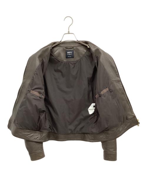 EMMETI（エンメティ）EMMETI (エンメティ) ラムレザーシングルライダースジャケット ブラウン サイズ:48の古着・服飾アイテム