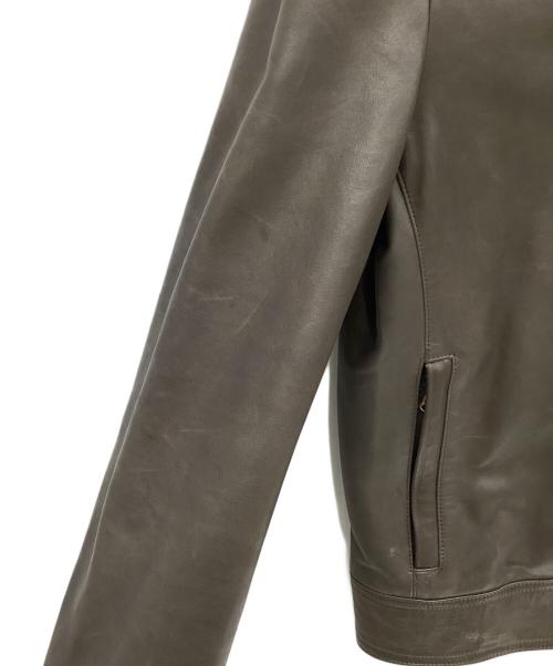 EMMETI（エンメティ）EMMETI (エンメティ) ラムレザーシングルライダースジャケット ブラウン サイズ:48の古着・服飾アイテム