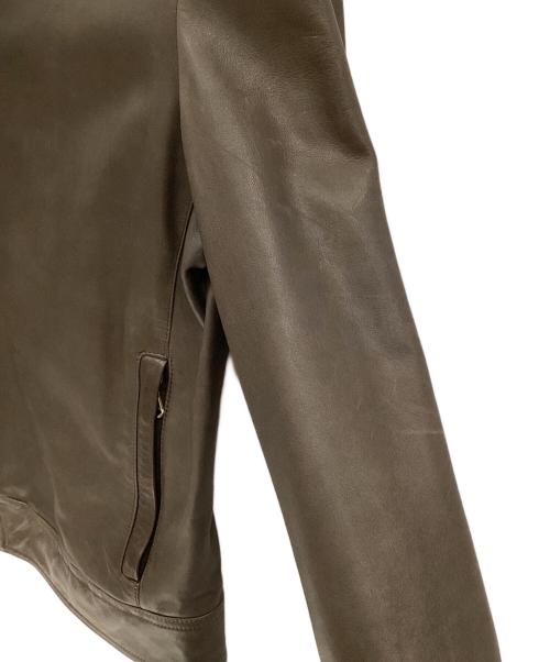 EMMETI（エンメティ）EMMETI (エンメティ) ラムレザーシングルライダースジャケット ブラウン サイズ:48の古着・服飾アイテム