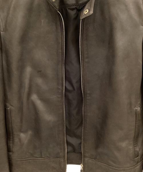 EMMETI（エンメティ）EMMETI (エンメティ) ラムレザーシングルライダースジャケット ブラウン サイズ:48の古着・服飾アイテム