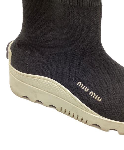 MIU MIU（ミュウミュウ）MIU MIU (ミュウミュウ) ソックススニーカー ブラック×ホワイト サイズ:35の古着・服飾アイテム