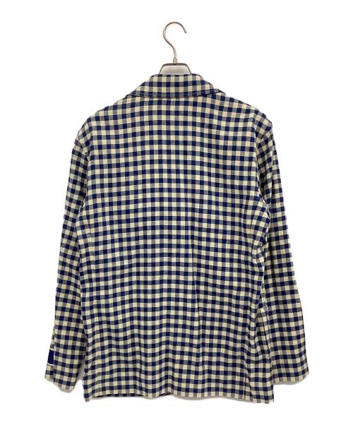 GUCCI（グッチ）GUCCI (グッチ) テーラードジャケット ブルー×ベージュ サイズ:48の古着・服飾アイテム