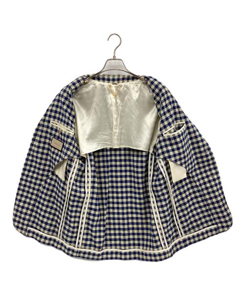 GUCCI（グッチ）GUCCI (グッチ) テーラードジャケット ブルー×ベージュ サイズ:48の古着・服飾アイテム