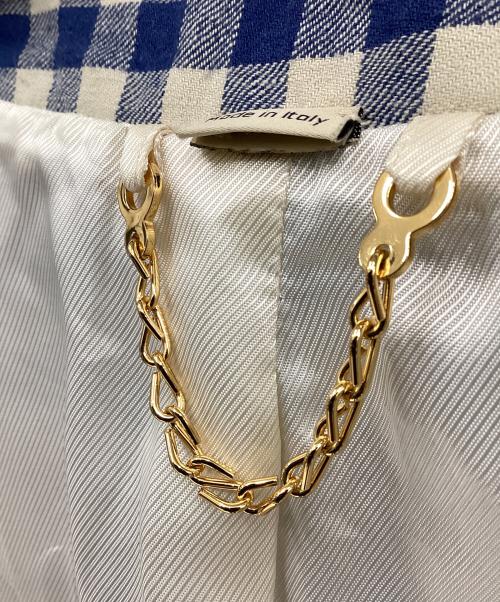 GUCCI（グッチ）GUCCI (グッチ) テーラードジャケット ブルー×ベージュ サイズ:48の古着・服飾アイテム